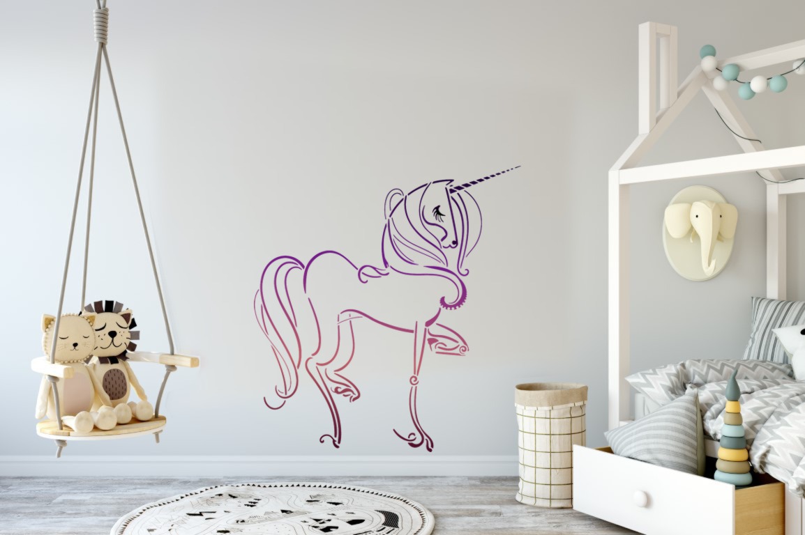 pochoir de licorne, unicorn pochoir mural à peindre