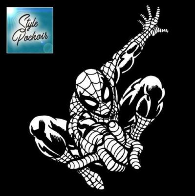 Spid3 spiderman blanc sur noir pochoir a peindre style pochoir mon artisane